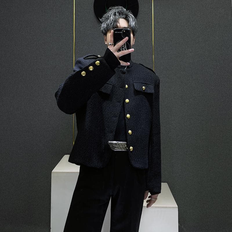 ツイードジャケット 軍服風ツイードショートジャケット