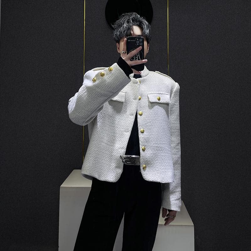 ツイードジャケット 軍服風ツイードショートジャケット