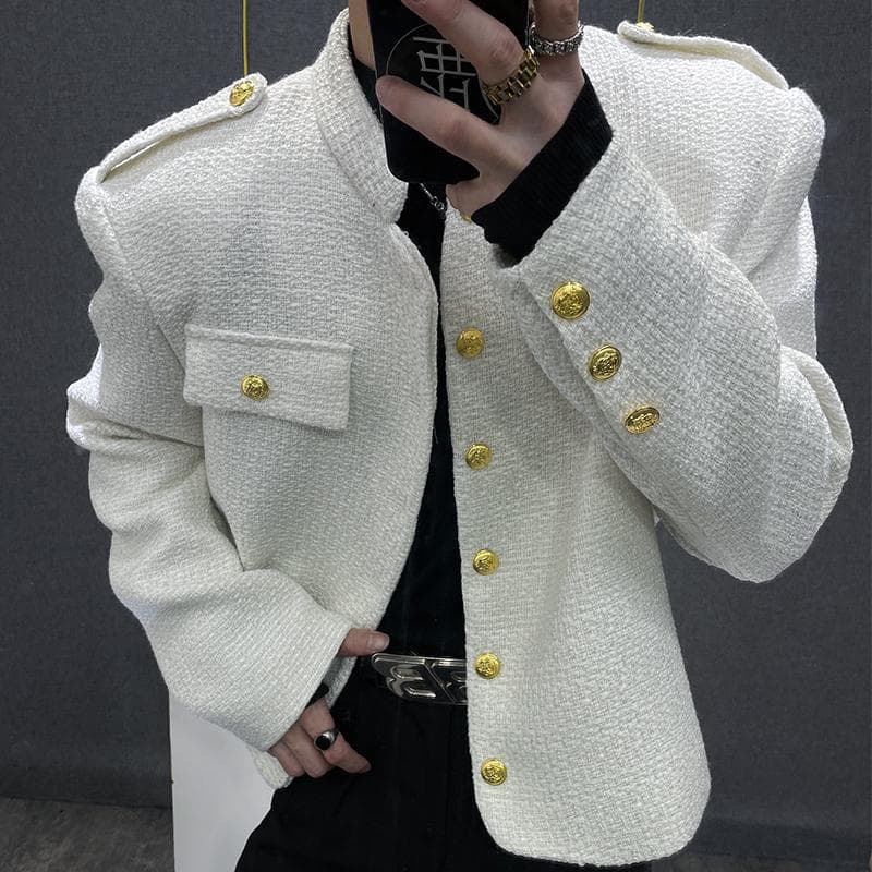 ツイードジャケット 軍服風ツイードショートジャケット